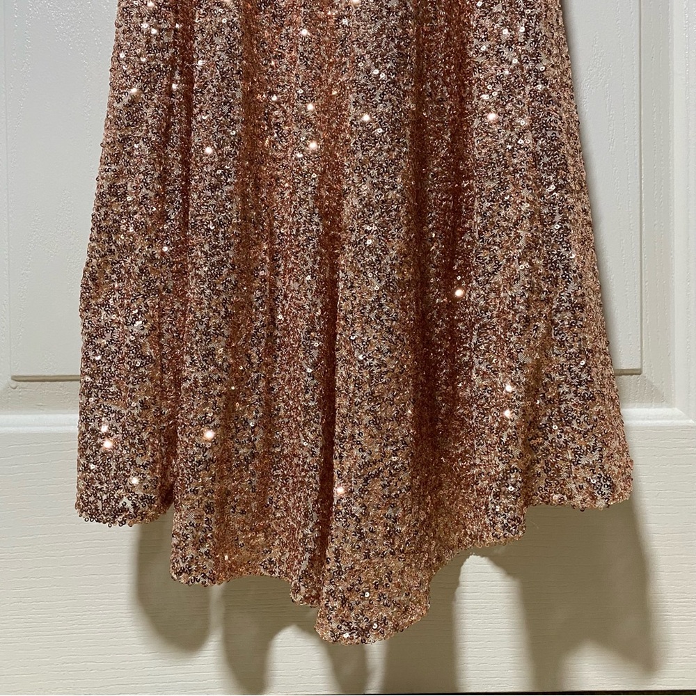 La Femme Sparkling Tan Maxi Dress - Picture 11 of 16